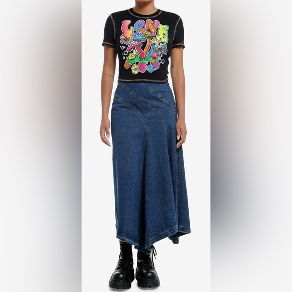 SOCIAL COLLISION LOVE Black Graphic Tee Shirt Mushrooms Butterfly Groovy Size L - Picture 2 of 7